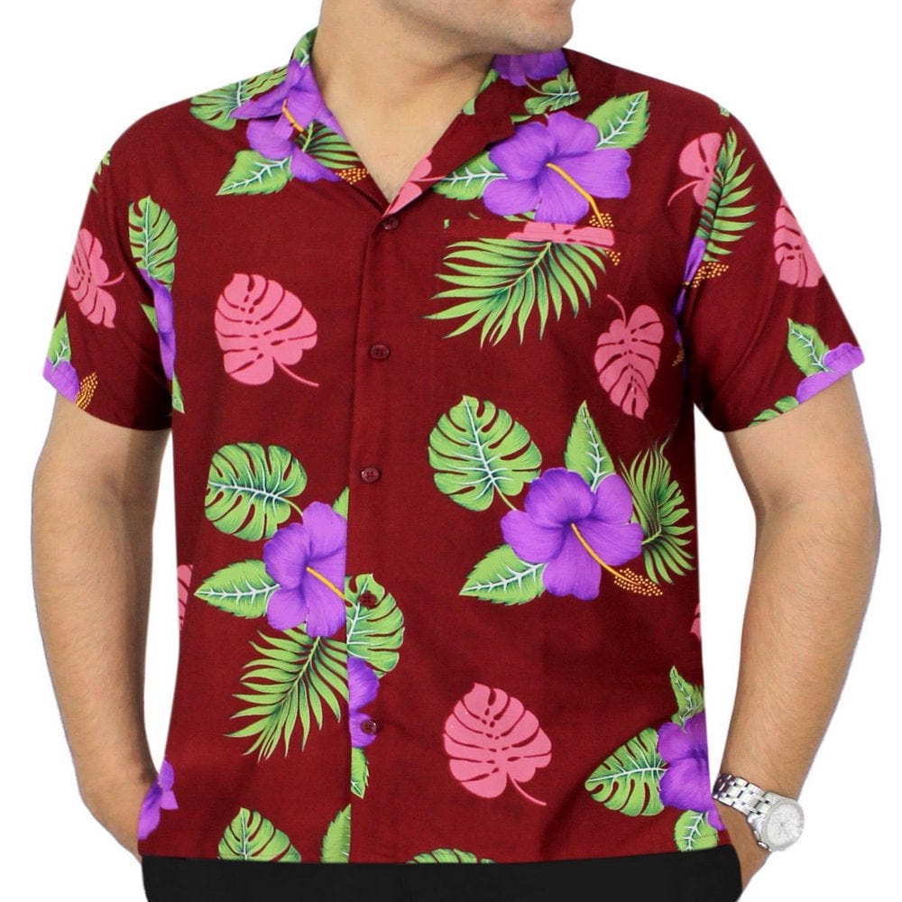HAPPY BAY Men'S Cool Floral Casual Short Sleeve Aloha Hawaiian Shirt XXL Black_W299