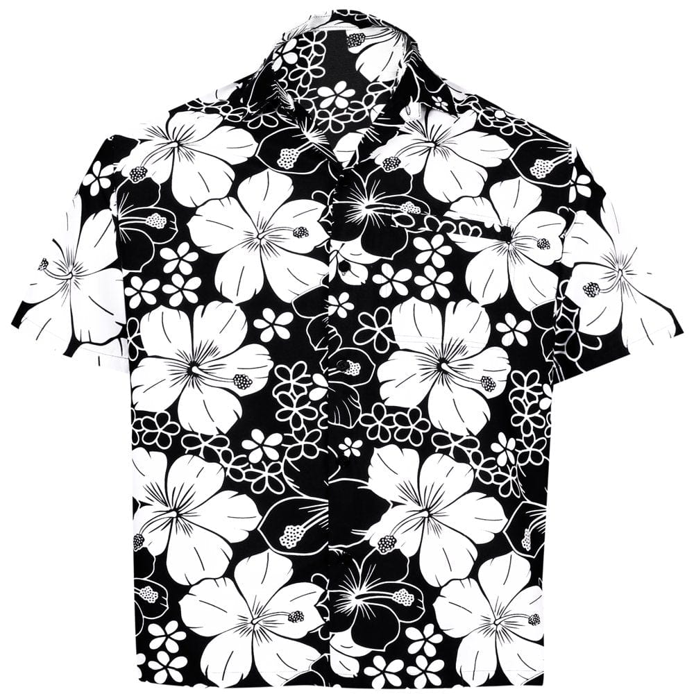 HAPPY BAY Men'S Cool Floral Casual Short Sleeve Aloha Hawaiian Shirt XXL Black_W299