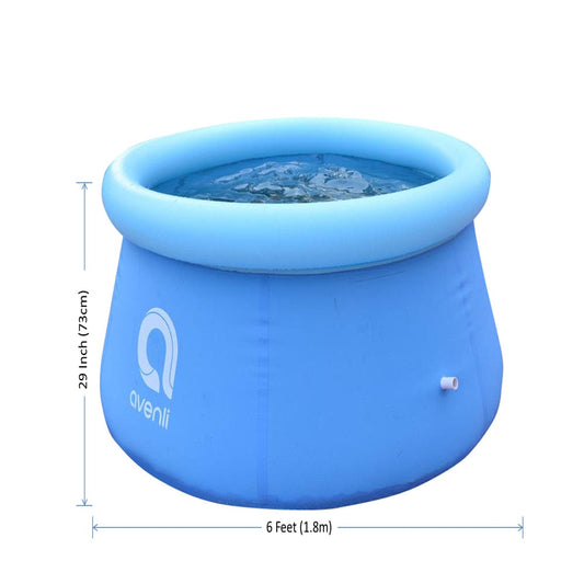 Inflatable 6' X 29" (6 Feet) Portable Swimming Pool | above Ground for Kids Family Water Sport Backyard Garden (6Ft X 29In)