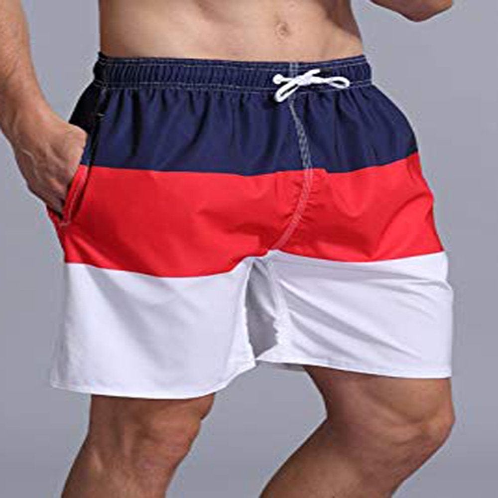 LELINTA Mens Swim Trunks Beach Board Shorts with Cargo Pockets,Blue/ Blue Color, up to Size 4XL