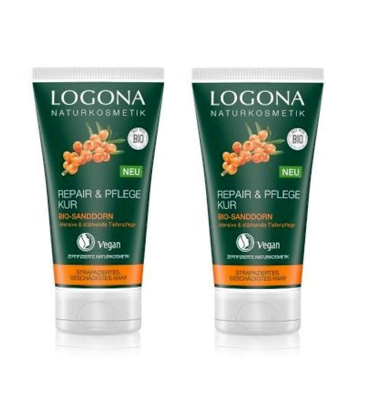 2xPack Logona Organic Sea Buckthorn Repair & Care Hair Treatment - 300 ml