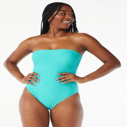 Love & Sports Women'S Textured Strapless One-Piece Swimsuit
