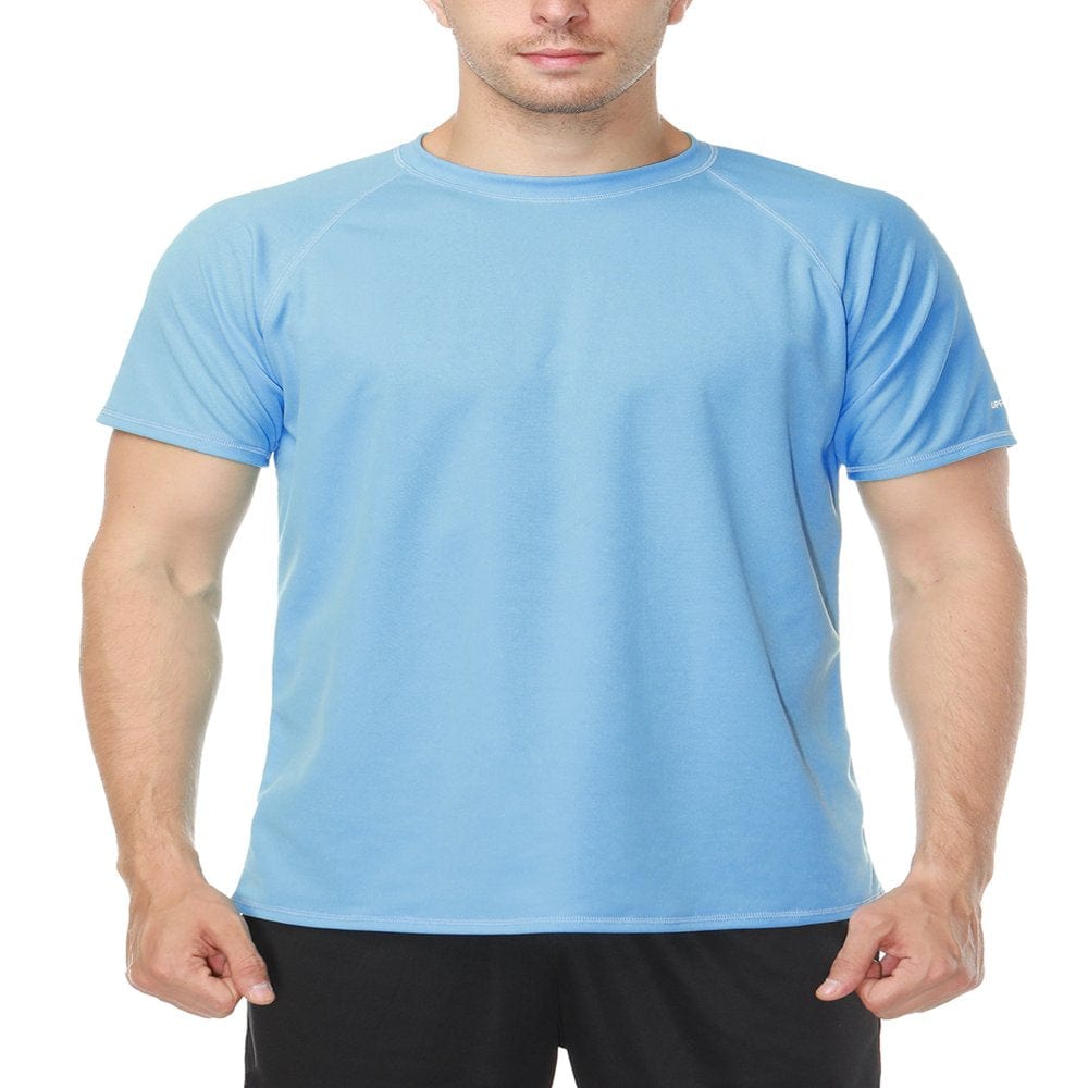 Men'S Quick Dry Short Sleeve Rash Guard Swimwear UPF 50+ Sport Shirt Swim Tops