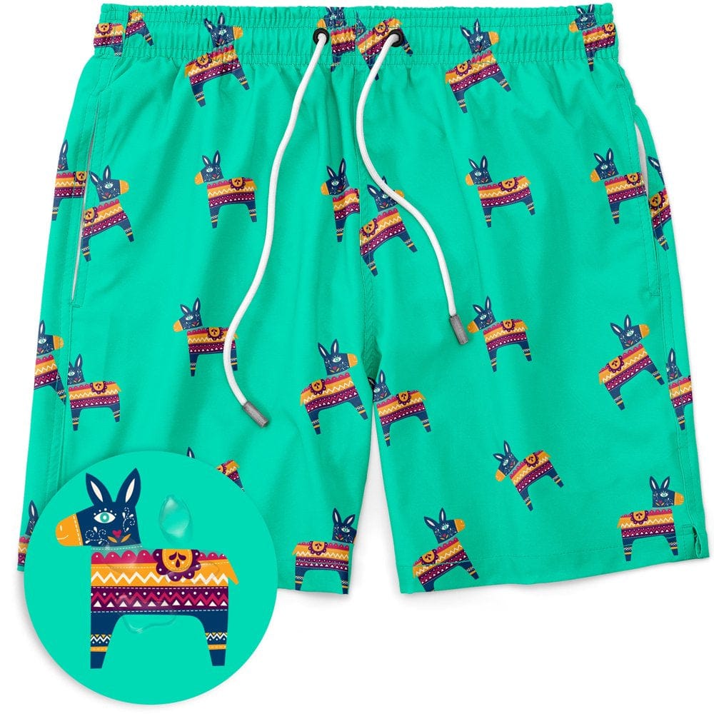 Mens Elastic Waist Swim Trunk Stretch Boardshorts, up to Size 2XL