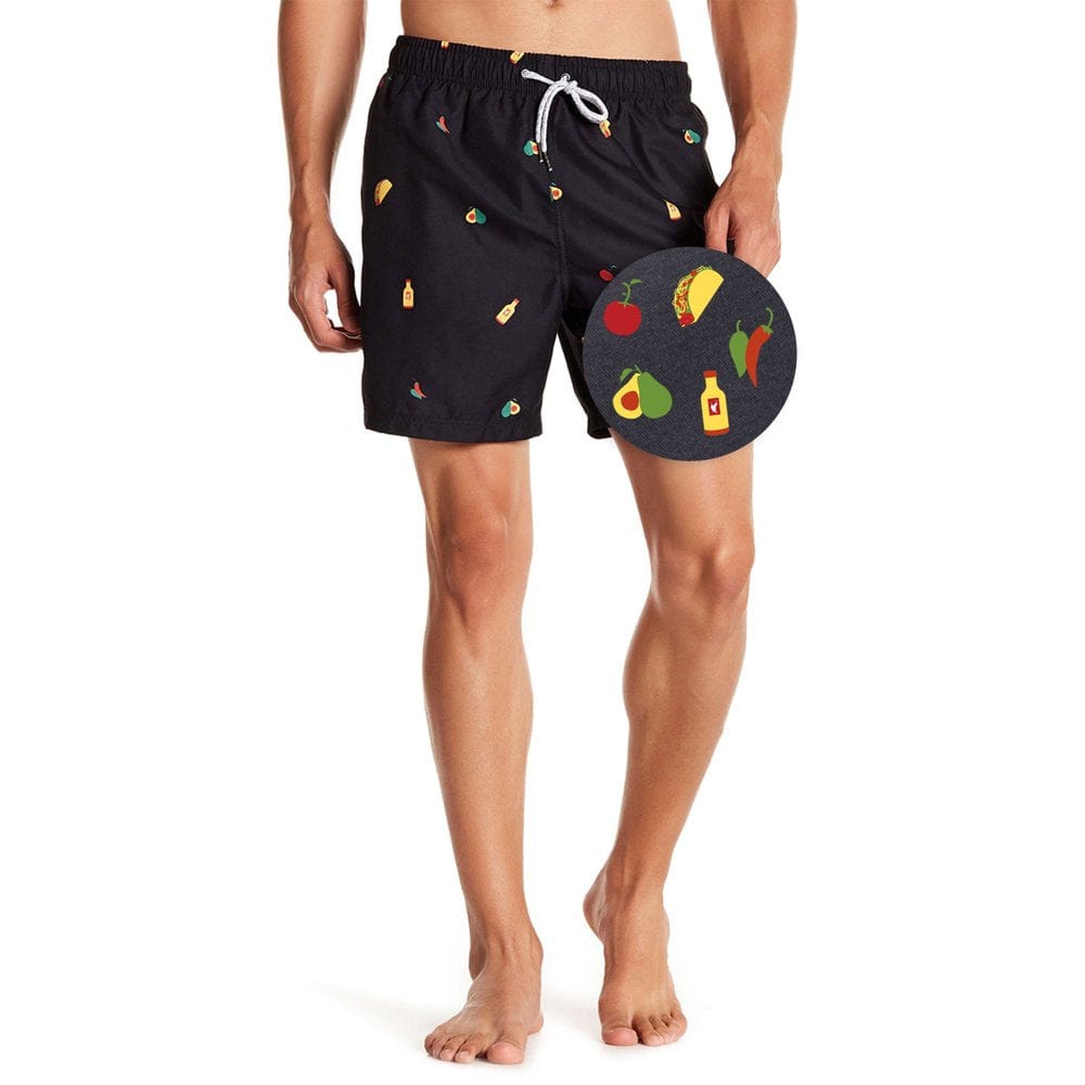 Mens Elastic Waist Swim Trunk Stretch Boardshorts, up to Size 2XL