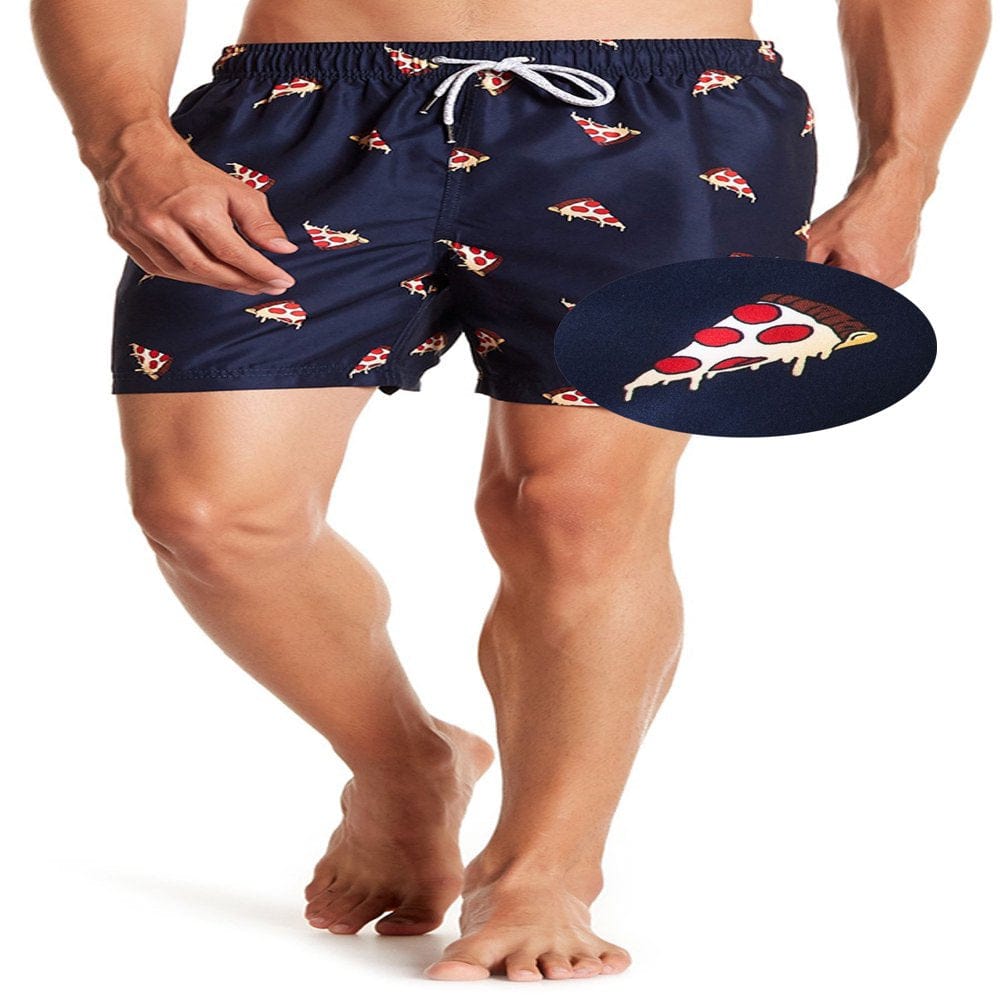 Mens Elastic Waist Swim Trunk Stretch Boardshorts, up to Size 2XL