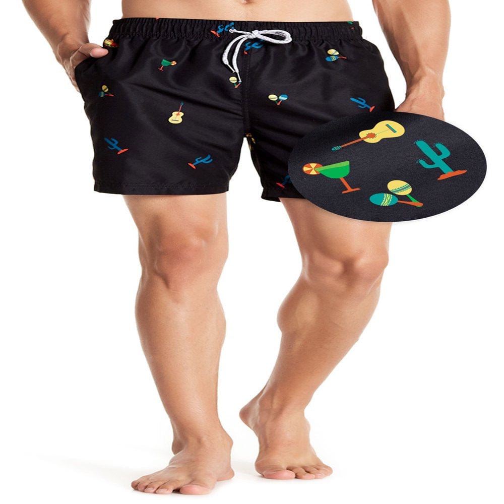 Mens Elastic Waist Swim Trunk Stretch Boardshorts, up to Size 2XL
