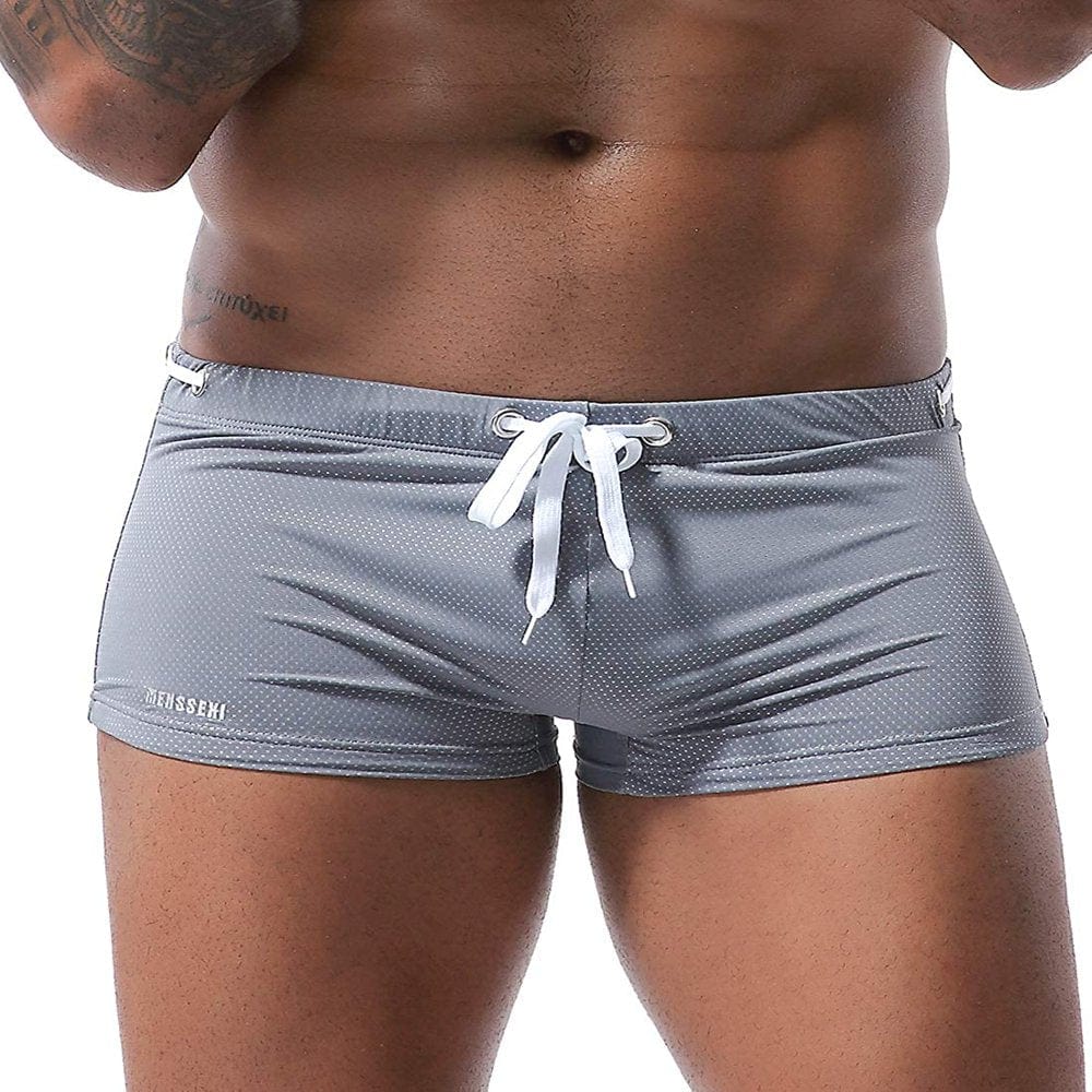 MIZOK Mens Boxer Briefs Swimming Trunks Swimsuit Low Rise Drawstring Royal Blue