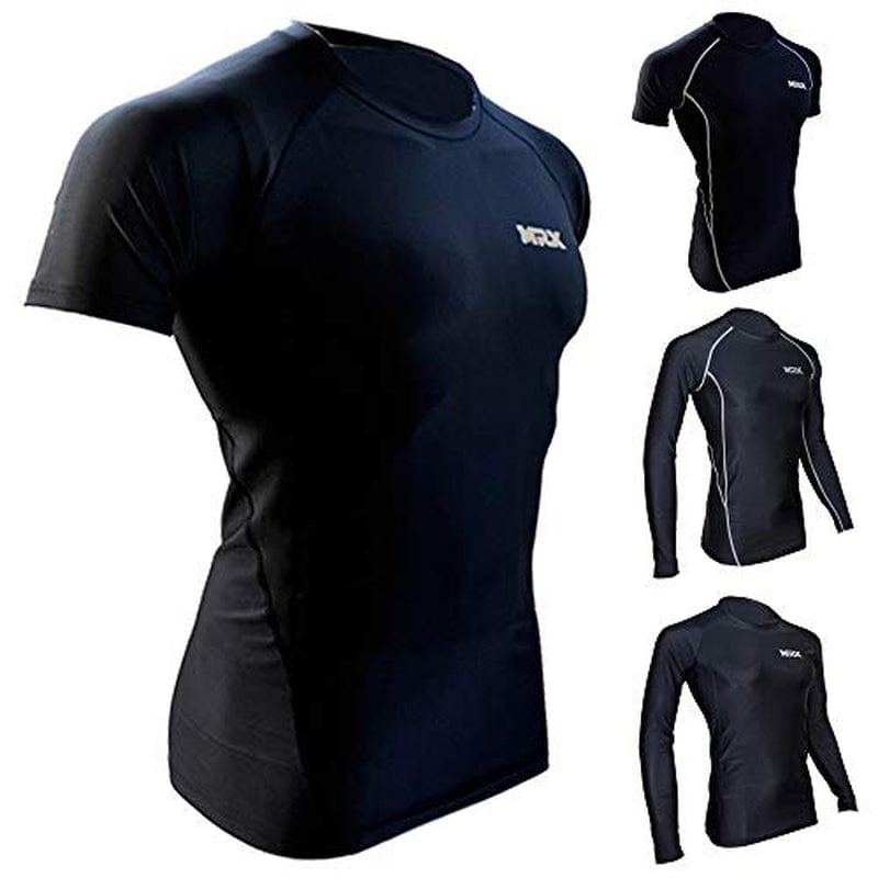 MRX Men’S Compression Shirts Athletic Gym Training Workout Active Wear Rash Guard Full Sleeve Base Layer Top Black Large