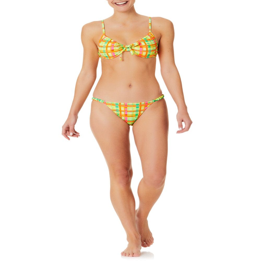 No Boundaries Junior'S Plaid Adjustable Bikini Top