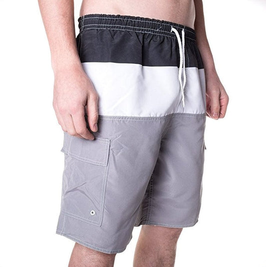 North 15 Men'S Swim Trunks with Cargo Pokcets-5110-Blk-Grey-2Xl
