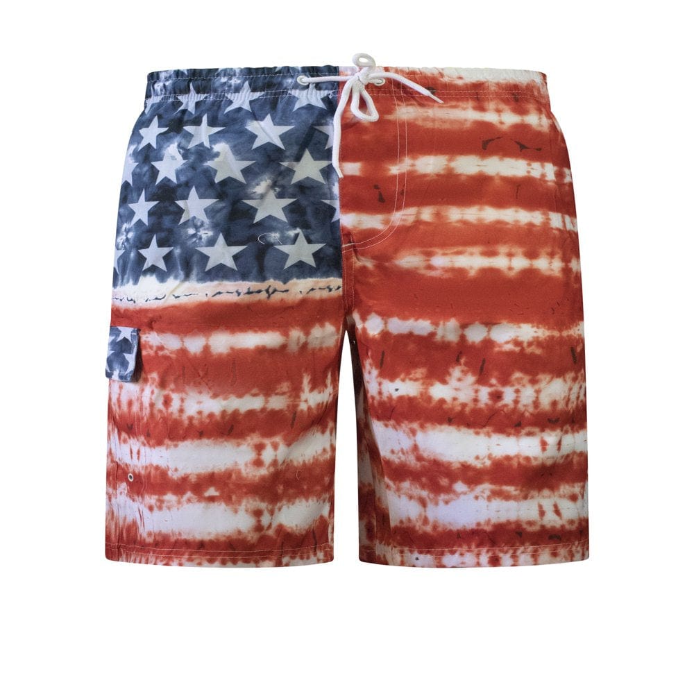 North 15 Men'S USA American Flag Quick Dry Swim Trunk Boardshorts with Cargo Pocket-7110-8-3Xl