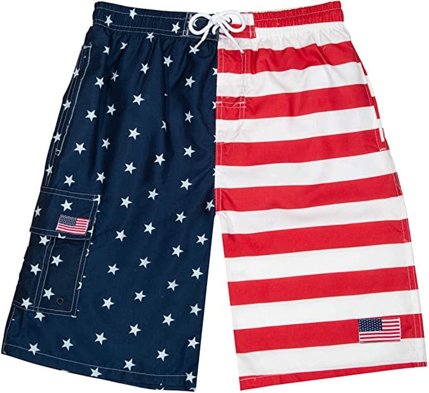 North 15 Men'S USA American Flag Quick Dry Swim Trunk Boardshorts with Cargo Pocket-7110-8-3Xl