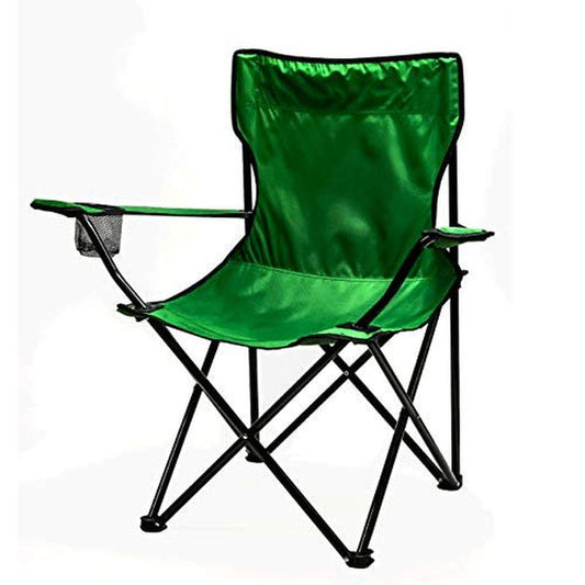 Ovente Outdoor Portable Folding Single Seat Chair with Steel Frame Arm Rest & Mesh Cup Holder, Lightweight Compact Easy Storage with Free Bag Heavy Duty Perfect for Beach Hiking Camping, Green CHR001G