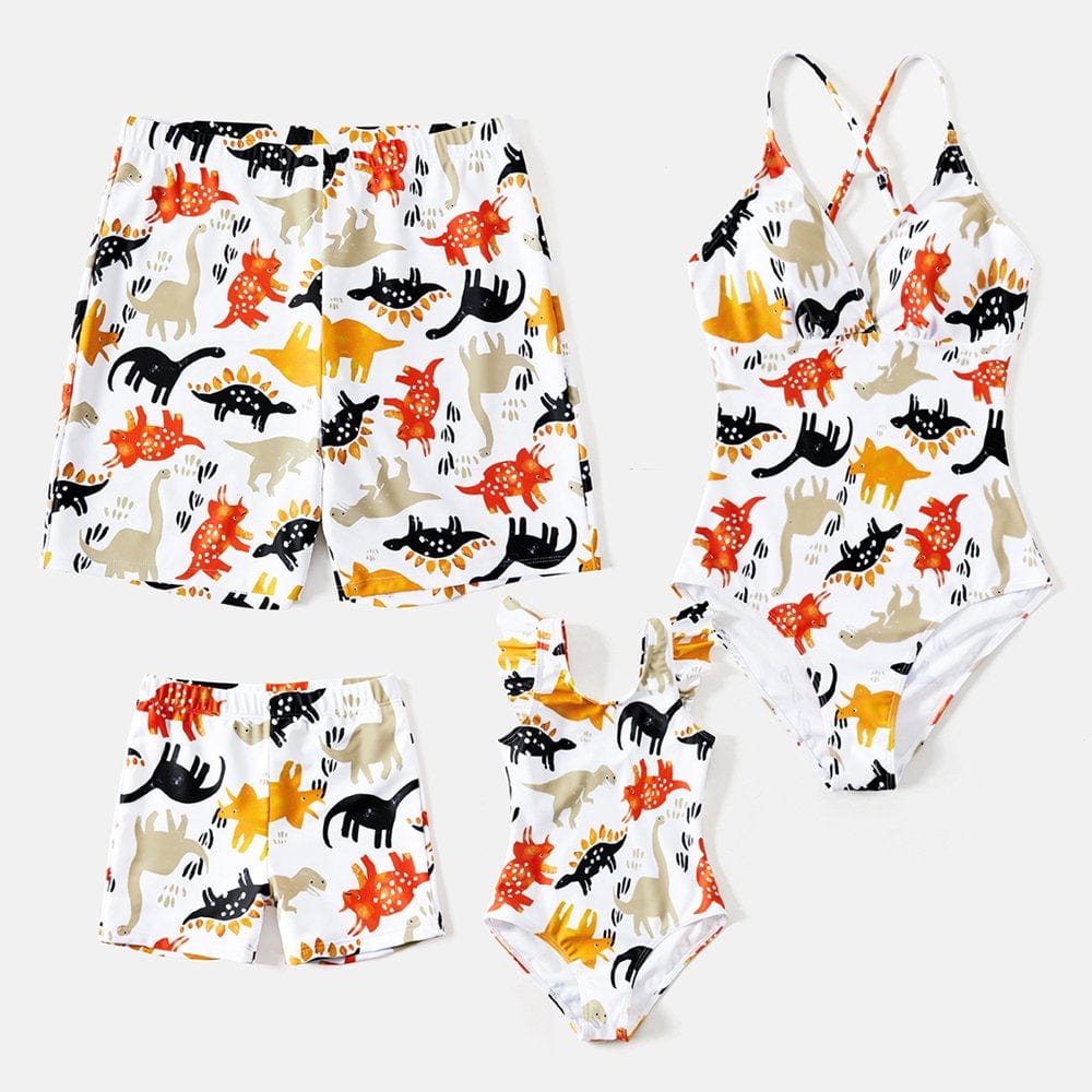 Patpat Animal Dinosaur Print Family Matching Swimsuits,One Piece,Sizes Baby-Kids-Adult