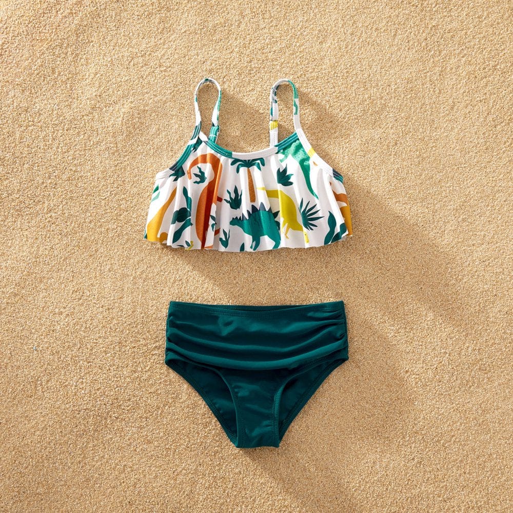 Patpat Animal Dinosaur Print Family Matching Swimsuits,One Piece,Sizes Baby-Kids-Adult