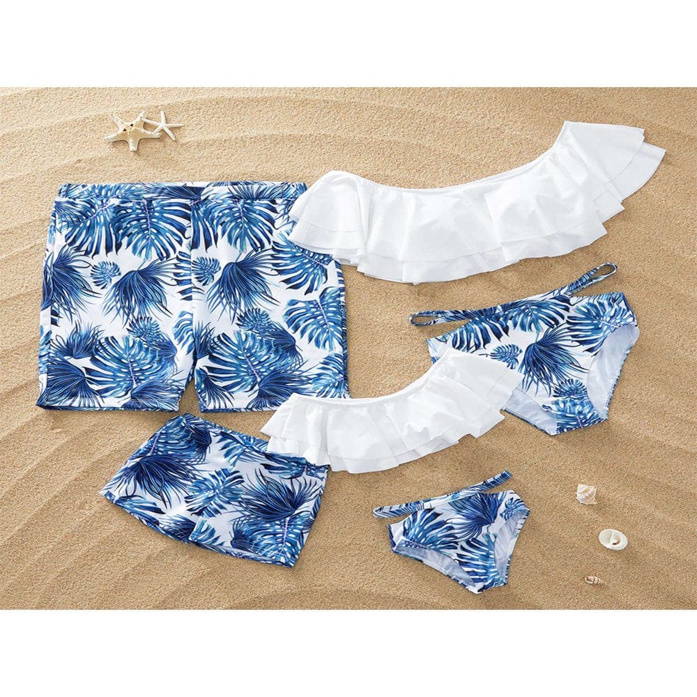 Patpat Pink Plant Floral Print Family Swimsuit for Summer,For Women,For Men,One Piece,Sizes Baby-Kids-Adults