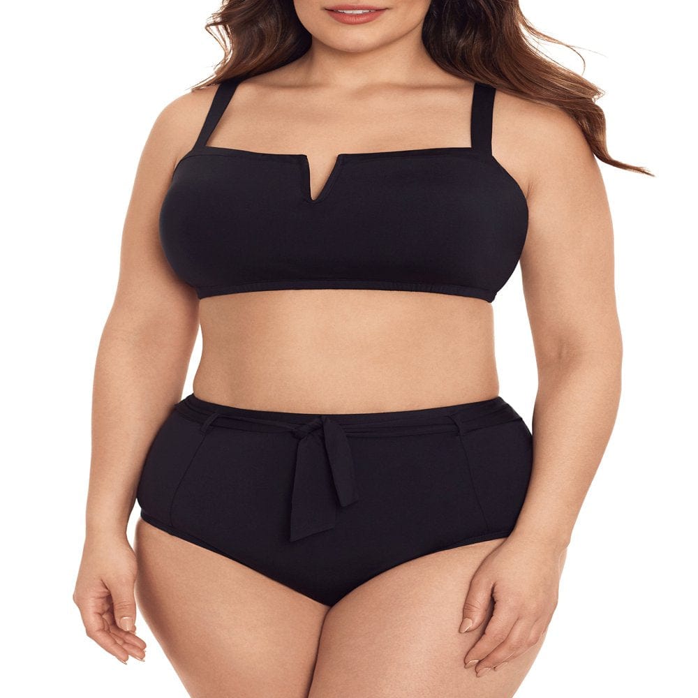 Time and Tru Women'S and Women'S plus High Waisted Tie Front Swim Bottoms