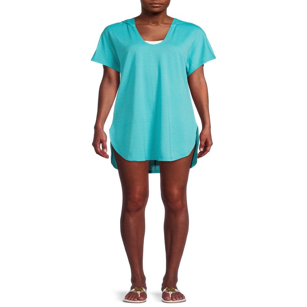 Time and Tru Women'S and Women'S plus Waffle Cover up with Hood