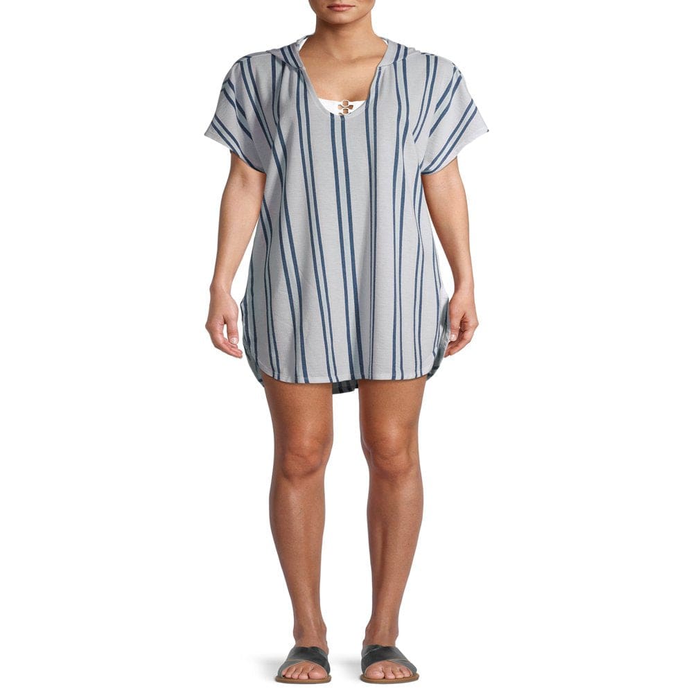 Time and Tru Women'S and Women'S plus Waffle Cover up with Hood