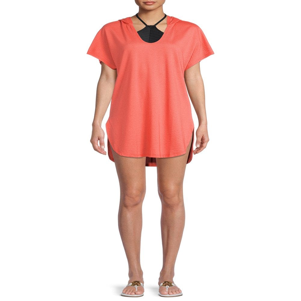 Time and Tru Women'S and Women'S plus Waffle Cover up with Hood