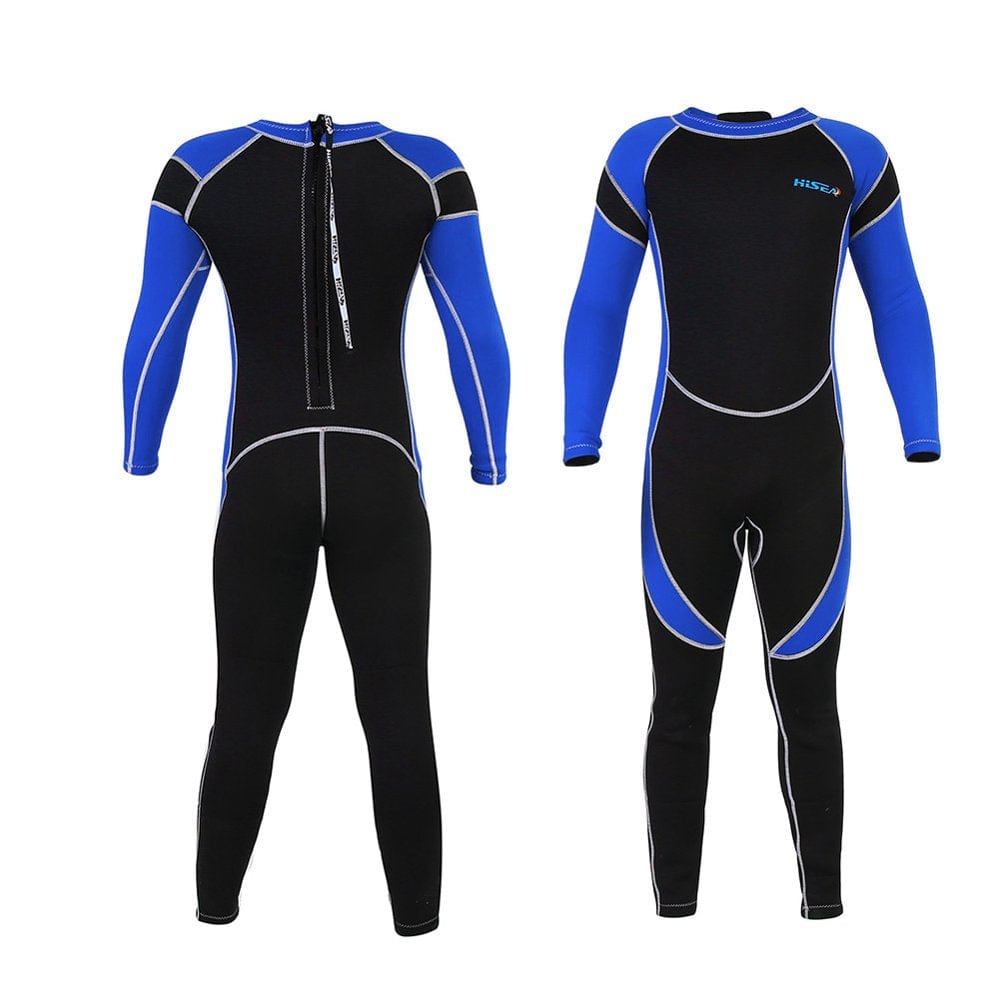 WALFRONT Kids Neoprene Scuba One-Piece Diving Snorkeling Wet Suit Long Sleeve Surfing Swimwear, Children Swimwear, Neoprene Diving Suit Blue