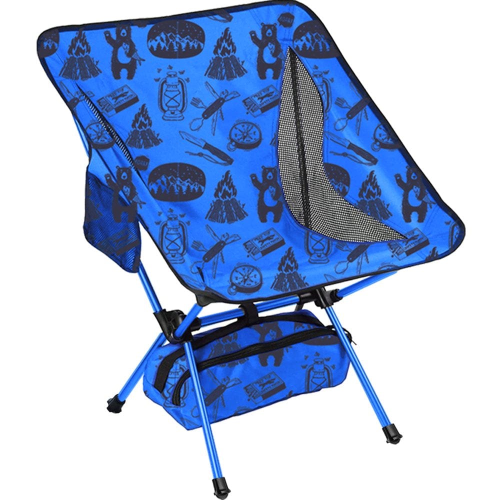 Waterproof Camping Chair for Teens and Adults | Ultra Lightweight, Foldable and Heavy Duty - Blue Adventure Theme