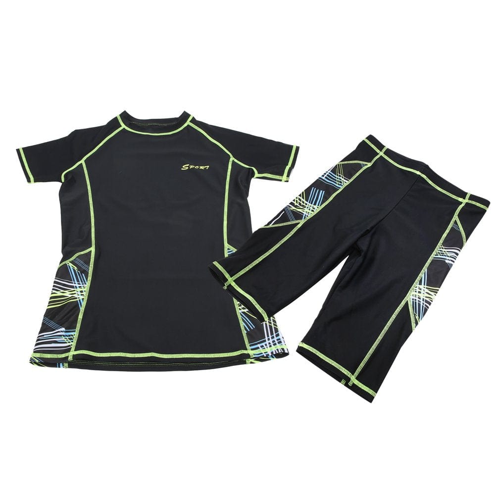 Zerodis Wetsuit, Swimsuit 2 Pieces with Fluorescent Green Edge for Women for Men for Surfing Swimming for Diving Snorkeling