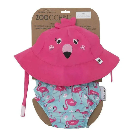 Zoocchini - Swim Diaper & Sunhat Set, Flamingo